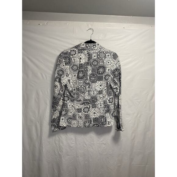 Trina Turk Trinidad Blazer Women’s 4 Terrazzo Tile Geometric Print White Stretch - Picture 3 of 6